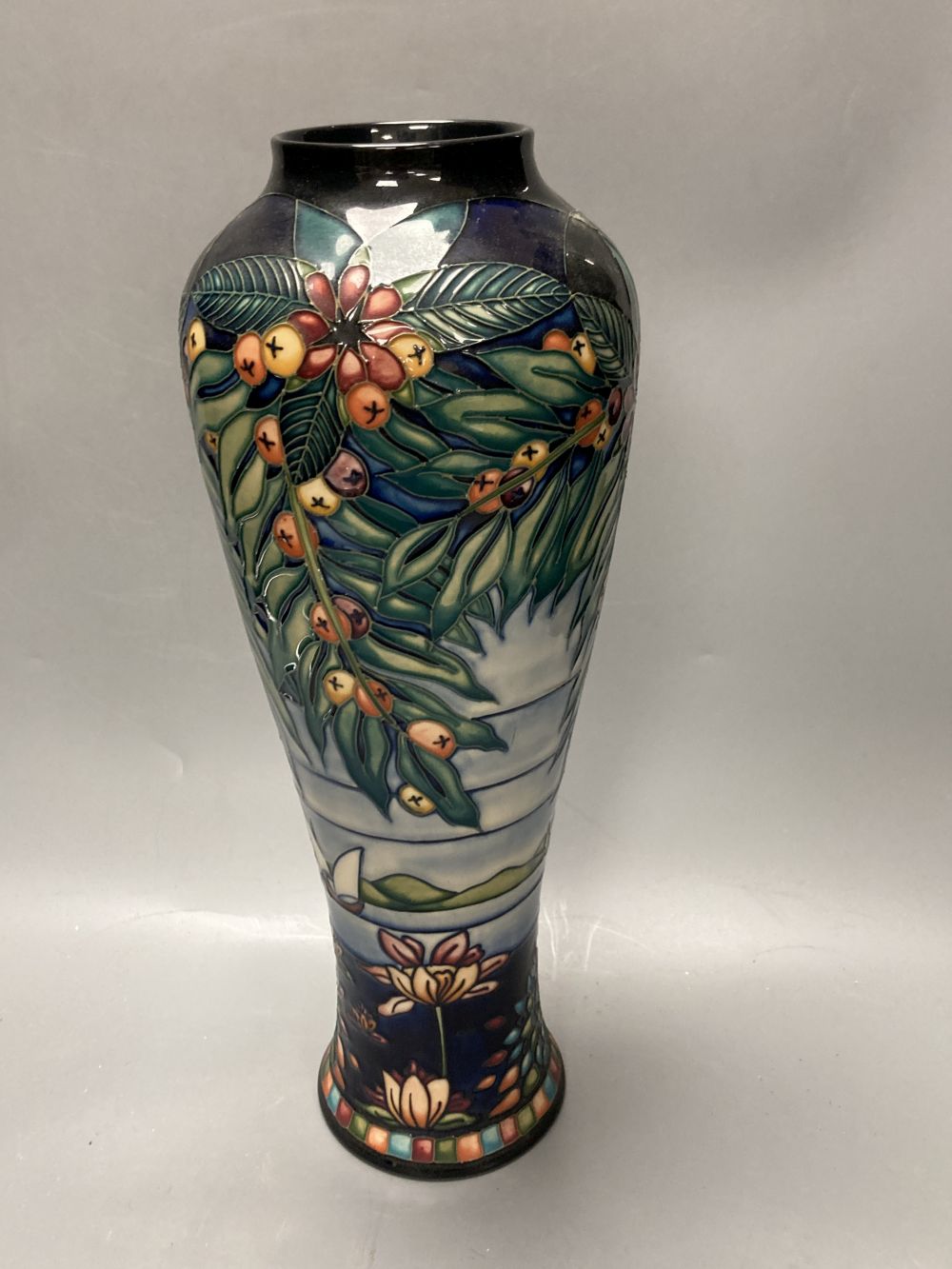 A Moorcroft vase, Serendipity pattern, designed by Nicola Slaney, limited edition number 94 of 300, signed and dated 2000, height 38